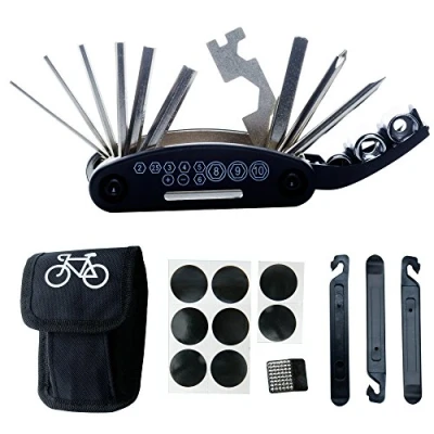 Image of Bike Bicycle Repair Tool Kit DAWAY B32 Cycling Multifunctional Mechanic Fix Tools Set Bag, 16 in 1 Multifunction Tool, Tire Levers, Self Adhesive Tyre Tube Patch Include
