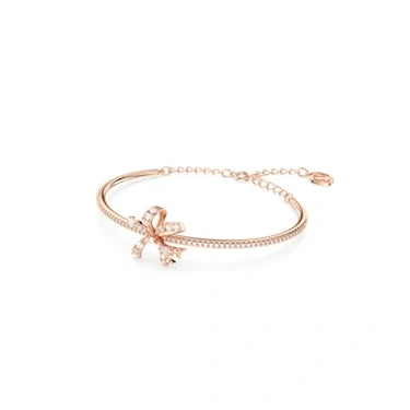 Image of Swarovski Volta bangle, Bow, White, Rose gold tone plated
