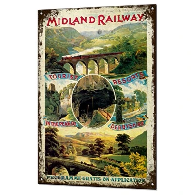 Image of Beenanas Midland Railway Train Vintage Metal Sign Retro Tin Plaque Advert