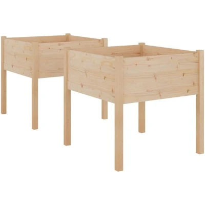 Image of vidaXL Garden Planters 2 pcs 70x70x70 cm Solid Pinewood