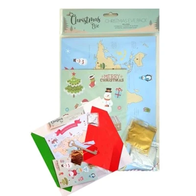 Image of ELF FUN CLUB Christmas Eve Activity Pack Santa&#039;s Tracker, Foot Print, Rudolph&#039;s Hoof Magic Key and Xmas Stickers