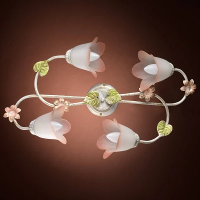 Image of D&#039;Oro Multi Arm Semi Flush Ceiling Lamp, Glass Shades, 4x E14