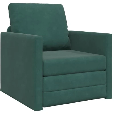 Image of vidaXL Floor Sofa Bed 2 in 1 Dark Green 74x77x81 cm Velvet