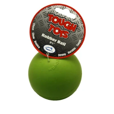 Image of Happy Pet Tough Toy Rubber Ball Dog 3.25&quot; (Colours May Vary)