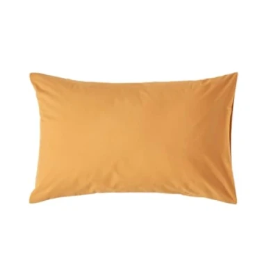 Image of HOMESCAPES Mustard Yellow Pure Egyptian Cotton Pillowcase Standard Size 200 TC 400 Thread Count Percale Equivalent Housewife Pillow Case