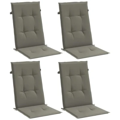 Image of vidaXL Melange Dark Grey Highback Chair Cushions Outdoor/Indoor Seat Cushions, Fabric Pads with Non Slip Ropes, 4 Piece Set