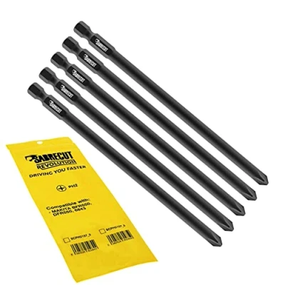 Image of 5 x SabreCut SCPH2157_5 157mm PH2 Autofeed Collated Drywall Screwdriver Gun Bit Single Ended Phillips No.2 Heavy Duty Compatible with Makita BFR550 6843 DFR550