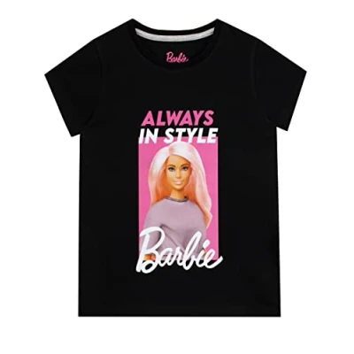 Image of Barbie Girls T Shirt Black 6 7 Years