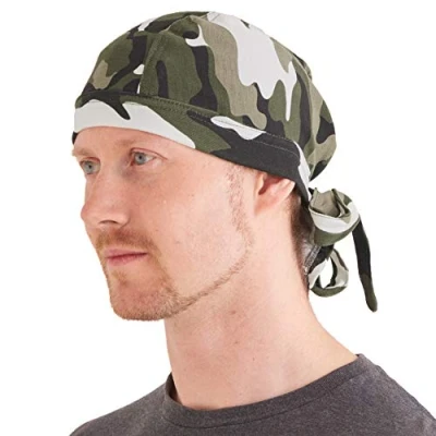 Image of Men Women Bandana Skull Cap Welding Chef Hat Pirate Head Scarf Durag Camoflage Paintball Military Army Accessories Khaki