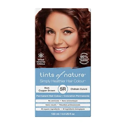 Image of Tints of Nature 5R Rich Copper Brown Permanent Hair Dye, Nourishes and Covers Greys, Ammonia Free, 130ml