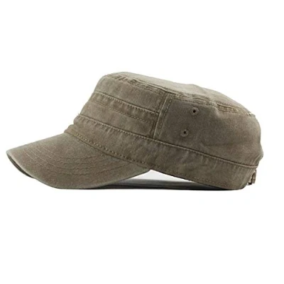 Image of UAOOK Classic Premium Army Cap Military Style Hat Men Low Profile Summer 100% Cotton Adjustable Fiddler Plain Flat Cadet Baseball Retro Painters Sailors Chapeau Unisex Beige