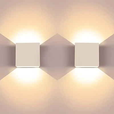 Image of UPFORU 2 Pcs Modern Wash Lights, Aluminum Up and Down Indoor Lamp, 6W 3000K LED Wall Sconce, Suitable for Living Room, Bedroom Hallway, Warm White, 3.9&quot;x3.8&quot;x2&quot;