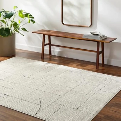 Image of Livabliss Rundvik Abstract Rug Area Rugs Living Room 160x213 cm, Dining Room, Lounge, Kitchen, Bedroom Modern Marble Rug, Soft Luxurious Easy Care Medium Pile Large Grey, Black and Cream