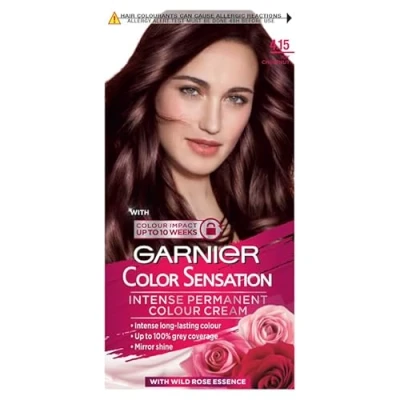 Image of Garnier Color Sensation 4.15 Icy Permanent Hair Dye, Chestnut Brown, Pack of 3