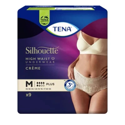 Image of Tena Silhouette Plus Creme Incontinence Pants Medium, 9 Pack