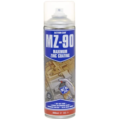 Image of Pack Of 10 Action Can MZ 90 Matt Finish Cold Zinc Galvanising Spray Paint Aerosol 500ml