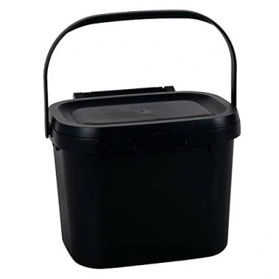 Image of Addis 518253 Everyday Kitchen Food Waste Compost Caddy Bin, 4.5 Litre, Black