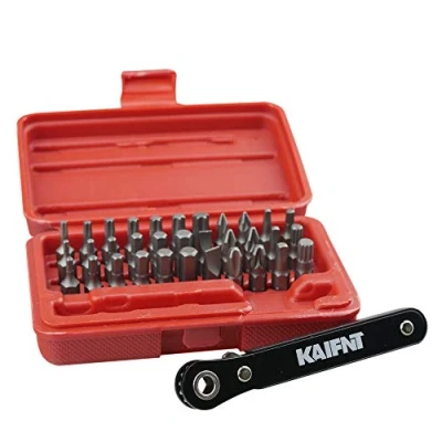 Image of KAIFNT K402 Screwdriver Bit Set with Mini Ratchet Wrench, 1/4 Inch Drive, 34 Piece