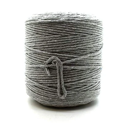 Image of Premium Grey Macrame Cord, 200 m / 656 ft of 3 mm Thick Natural Cotton Thread Yarn Rope for Wall Hangings, Plant Hangers, DIY Crafts, Home Decorations, Gift Wrapping (Reel)