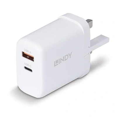 Image of Lindy USB Type A &amp; C GaN Charger 65W Plug Wall Power Adapter for Macbook, iPhone, iPad, Galaxy S24/S23, Dell Laptops and Asus Acer
