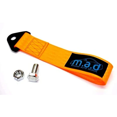 Image of ORANGE M.A.D 280MM TOW STRAP LOOP RECOVERY HOOK TRACK DAY RACE CAR