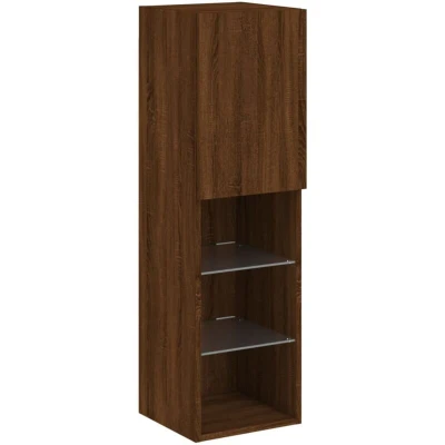 Image of vidaXL TV Cabinet with LED Lights Brown Oak 30.5x30x102 cm