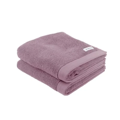 Image of Herding Tom Tailor Hand Towels, Set of 2, 50 x 100 cm, 100% Cotton/Terry Towel, with Hanger and Label Logo, Colour Bath Towel Purple (Cozy Mauve)