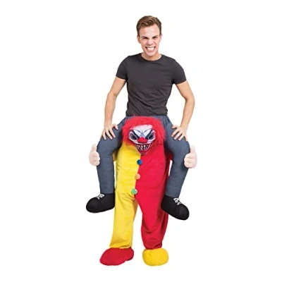 Image of Bristol Novelty AF015 Scary Clown Piggyback Costume Red and Yellow Piggy Back, Unisex Adult, One Size