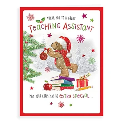 Image of Regal Publishing Character Christmas Card Thank You Teaching Assistant 8 x 6 inches