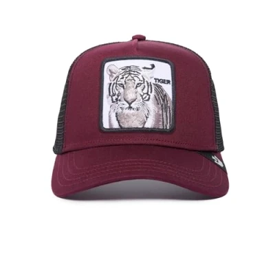 Image of Goorin Bros. Trucker Hat Men Mesh Baseball SnapBack Cap The Farm, Wine (the White Tiger), One size
