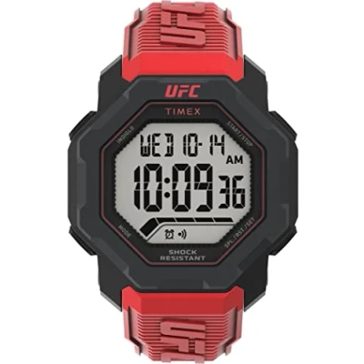 Image of Timex UFC Strength Knockout Men&#039;s 48mm Red Resin Strap Watch TW2V88200