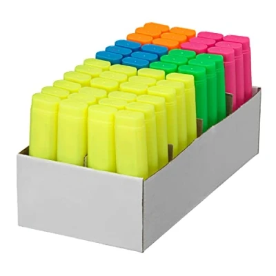 Image of SQ Square Highlighter Assorted Bulk Pack of 48 Includes, Yellow, Green, Blue, Pink and Orange Fluorescent Highlight Marker Pens