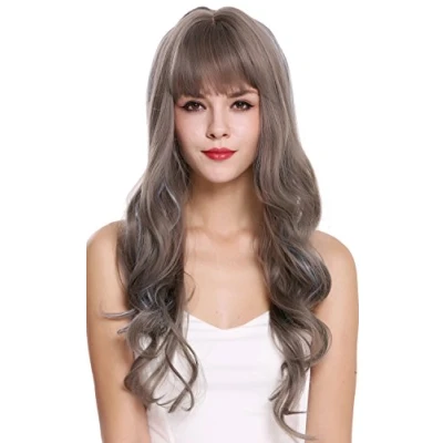 Image of wig ME UP H1734 Quality women&#039;s long wavy fringe Balayage mix grey brown blue