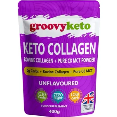 Image of Keto Collagen by Groovy Bovine Peptides Powder + MCT C8 Hydrolysed &amp; Oil Sugar Free Friendly Supplements Unflavoured