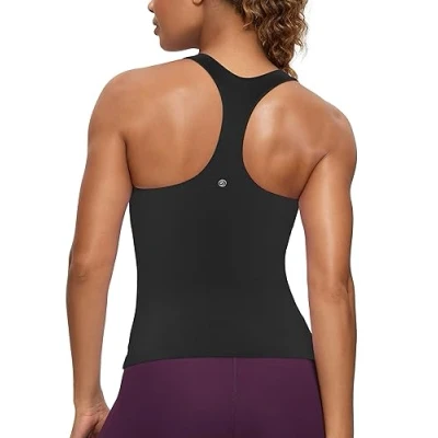 Image of CRZ Yoga Butterluxe Racerback Gym Vest Top for Women Sleeveless Sport Tank Tops Summer Fitness Shirts Comfort Camisole Black 12