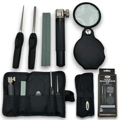 Image of NGT Hook Sharpening Kit File Vice Tool Clamp Magnifying Eye Stone Carp Coarse Fishing