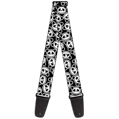 Image of Buckle Down GS W34513 Guitar Strap Scattered Panda Bear Cartoon2 Black White, 2&quot; Wide 29 54&quot; Length