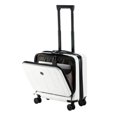 Image of TydeCkare 16&quot; Carry on Luggage with 2 Laptop Compartments, Lightweight Hardshell ABS+PC Suitcase Dual Control TSA Lock, YKK Zipper, 4 Spinner Silent Wheels, for Business Travel, White, 16