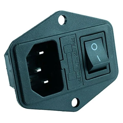 Image of C14 IEC Fused and Switched Inlet Module Plug Switch Male Power Socket Electronics Electrical