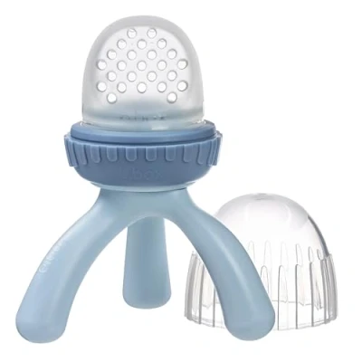Image of b.box Silicone Fresh Food Feeder Tripod Design Easy for Baby to Hold Perfect or Frozen Foods Cap Included On The Go from 4m+ (Lullaby Blue)