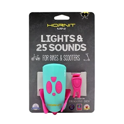 Image of HORNIT MINI Bike Bell Pink/Turquoise Bicycle Horn Kids Scooter Accessories 25 Sound Effects/ 5 Lights