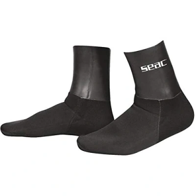 Image of SEAC Unisex Hd 5 Anatomic Neoprene Socks Thermal Sock for Apnea and Diving with Scuba Fins, Black, S UK