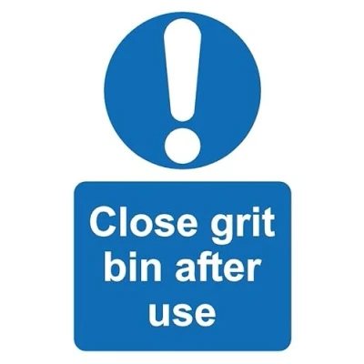 Image of Close grit bin after use safety sign 1mm flexible Plastic (200mm x 150mm)