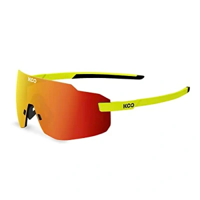 Image of Koo Supernova Yellow Flou Frame Red Mirror Lenses Unisex Sunglasses (OEY00007.902)