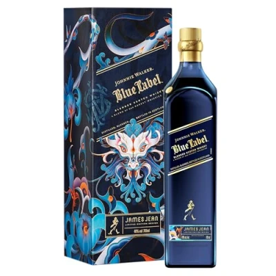 Image of Johnnie Walker│Blue Label Lunar New Year│Scotch Whisky│40% vol│70cl│Designed with James Jean│Year of the Wood Dragon│Bottle Gift Box