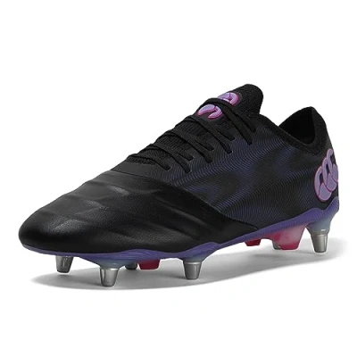 Image of Canterbury Unisex Phoenix Genesis Elite Soft Ground Rugby Boots, Black/Verbena, 7.5 UK