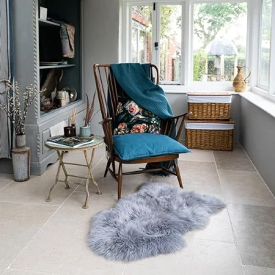 Image of Arthur Cameron Genuine Sheepskin Colourful Rugs (Single) (Light Grey)