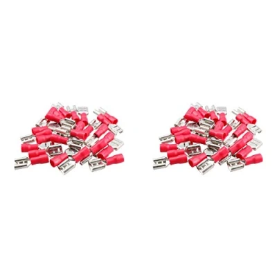 Image of 3mm Female Red Electrical Cable Wire Spade Terminals Crimps Connectors 50pc