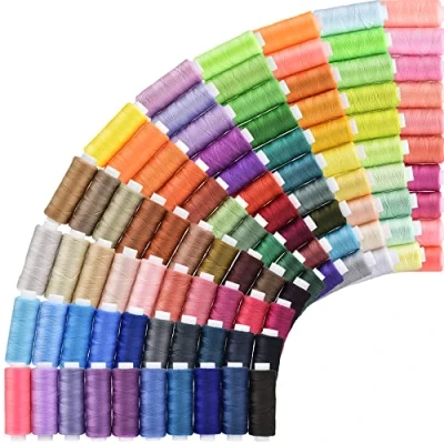 Image of Sewing Threads Kits, All Purpose 100 Color Spools Polyester Thread Quilting Assortment for Hand Machine Embroidery
