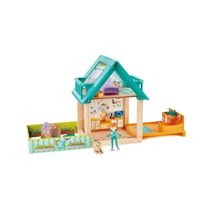 Image of Hape E3408 Furry Friend Vet Set Fully Furnished Dolls